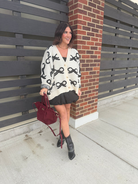 Bow so Sweet Cardi-ivory/black
