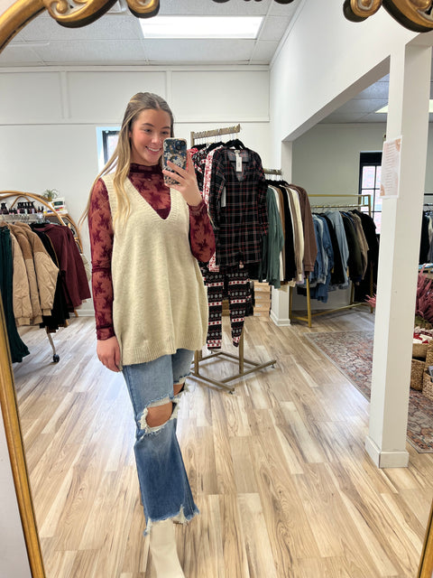 Telling You Sweater Vest-Natural