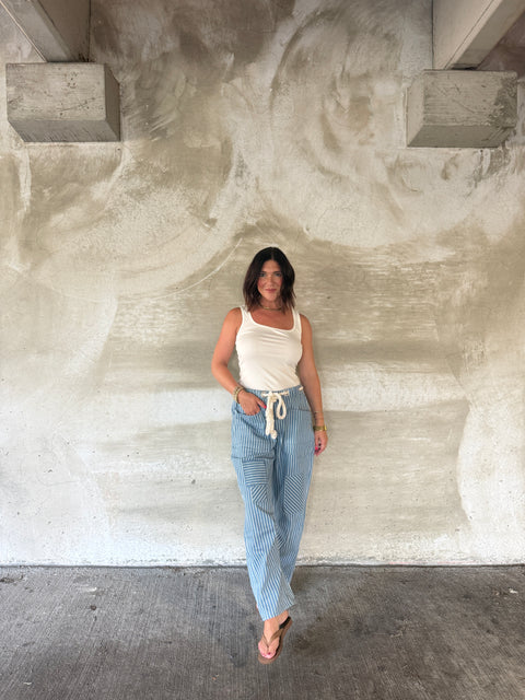 square neck ribbed essential tank-vanilla