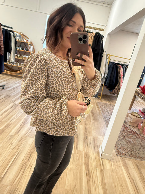 Leopard Tie Front Top