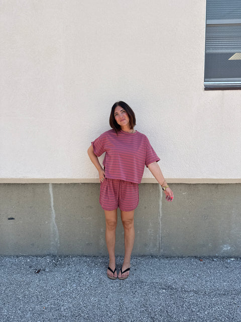 striped shorts set