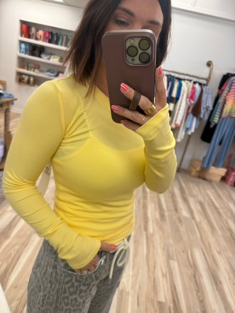 ribbed essential top-yellow