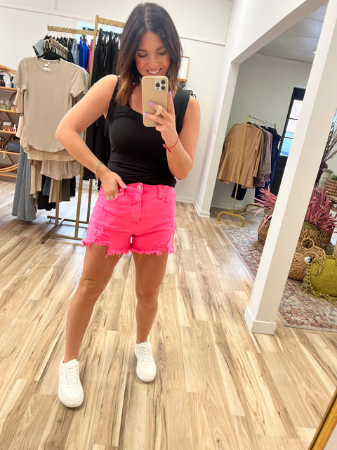 Hot Pink Denim Shorts