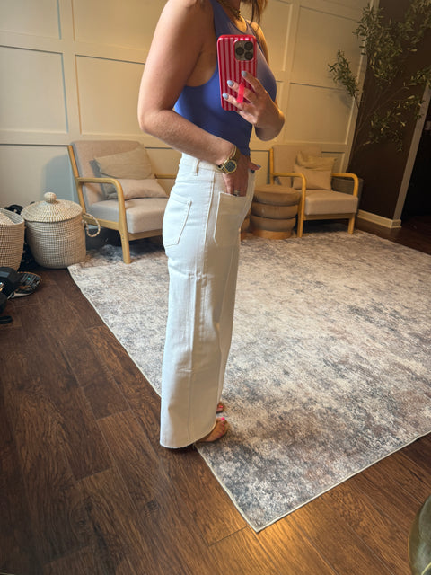 White Raw Hem Denim