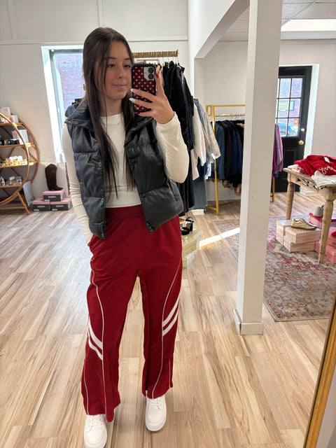 On the Move Track Pants-Crimson