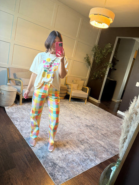 Plaid Barrel Pants