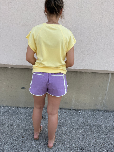 french terry cap sleeve-yellow