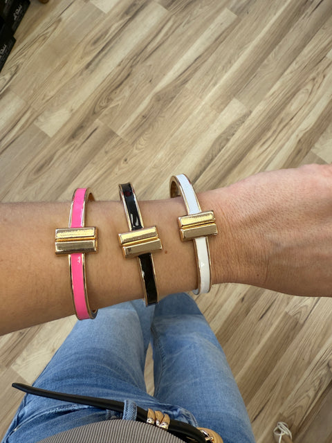 Gold Bar Hinged Bracelets