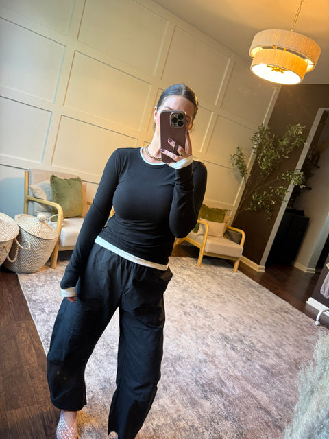 layered effect top-black