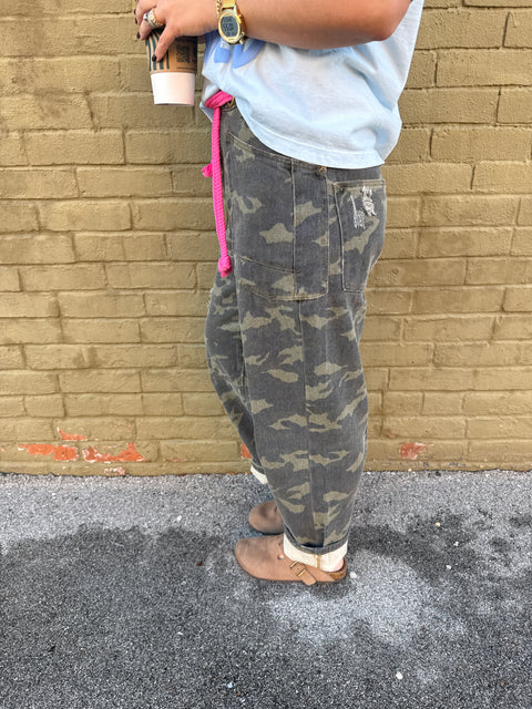 Braided Waist Camo Pants