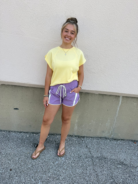 french terry cap sleeve-yellow