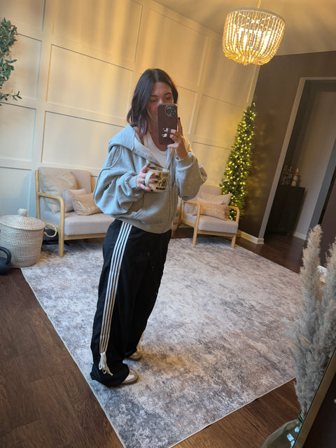 Ribbon detail track pants-black