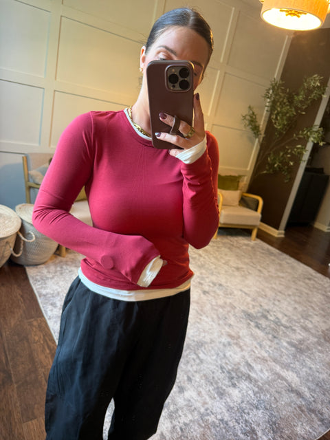 layered effect top-dk red