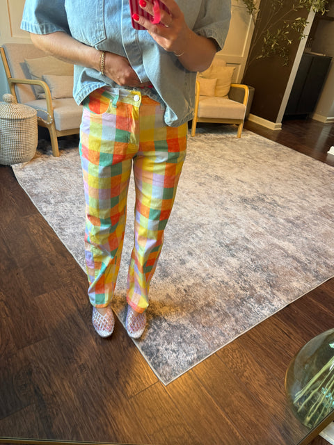 Plaid Barrel Pants