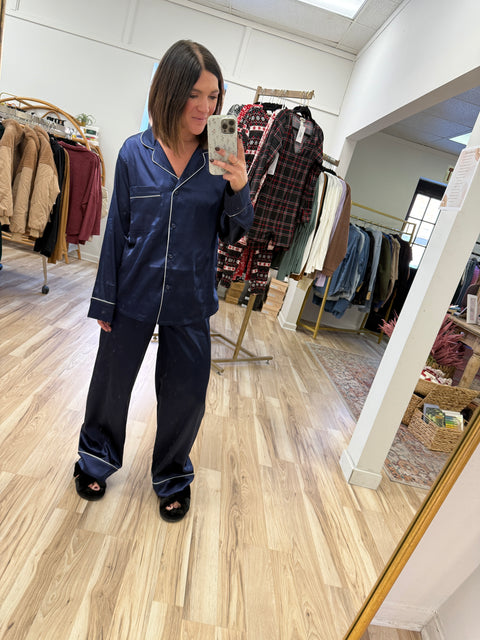By the Fireplace Jammies-Navy