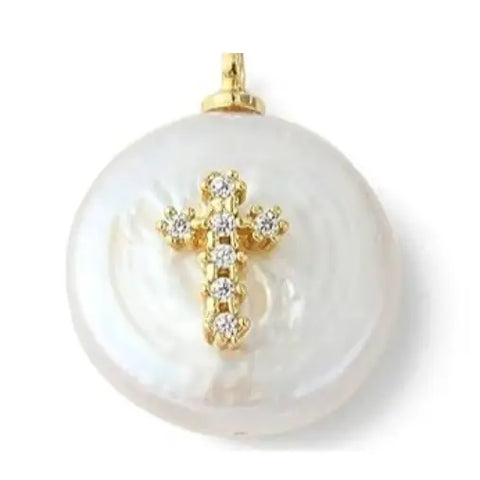 Freshwater Pearl Cross Charm