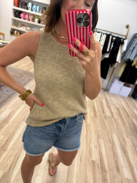 Sleeveless Raw Edge Sweater