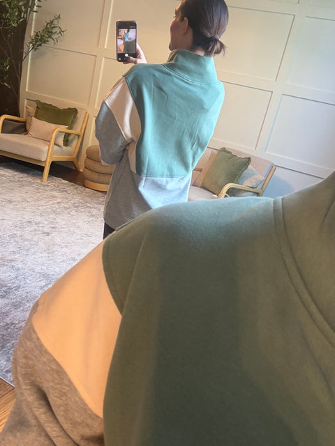 Colorblock Snap Pullover