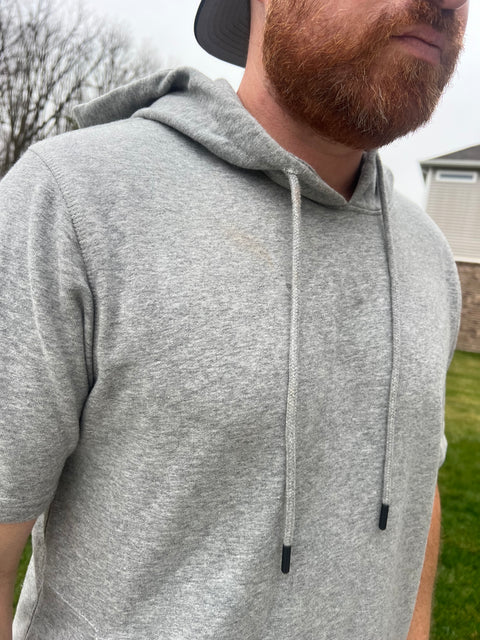 BigJames Curved Hem Hoodie-Grey