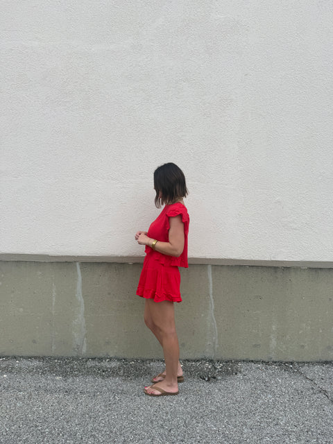 Tomato Ruffled Set