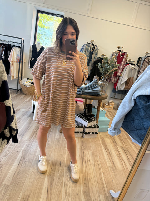 Striped T-shirt Dress down