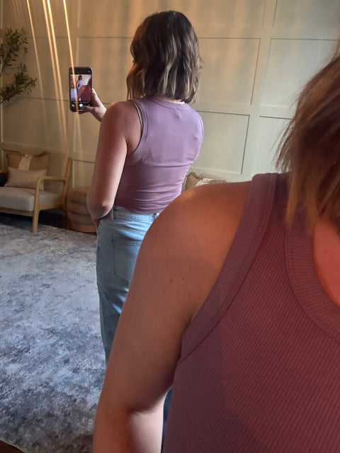 Ribbed Essential Tank-Rose Taupe