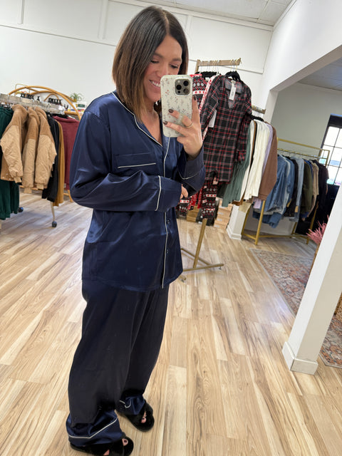 By the Fireplace Jammies-Navy
