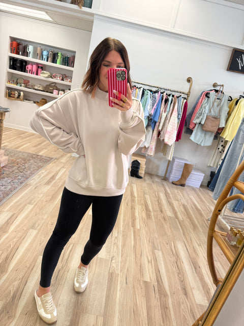 Piped Scuba Mock Neck