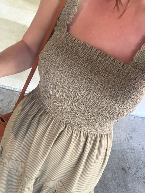 Square Neck Smocked Maxi