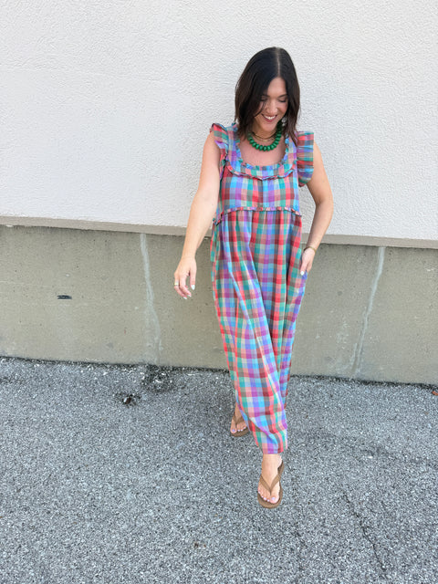 Multi Plaid Maxi Dress