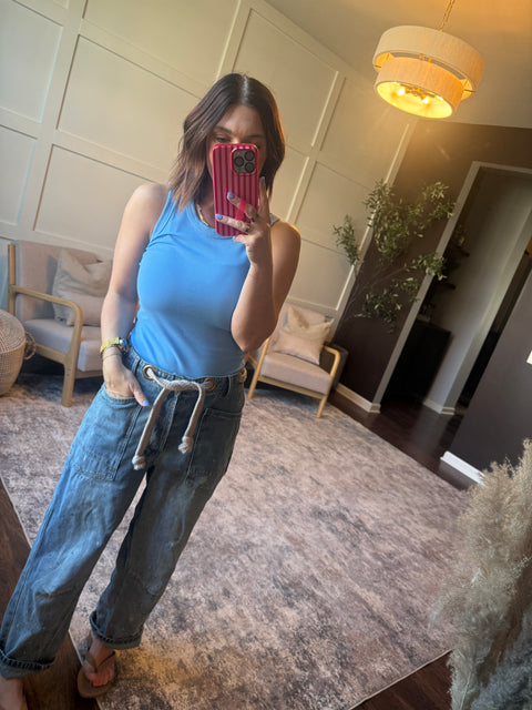 Ribbed Tank-Denim Drift