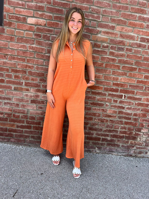 Gimme Texture Jumpsuit-Apricot