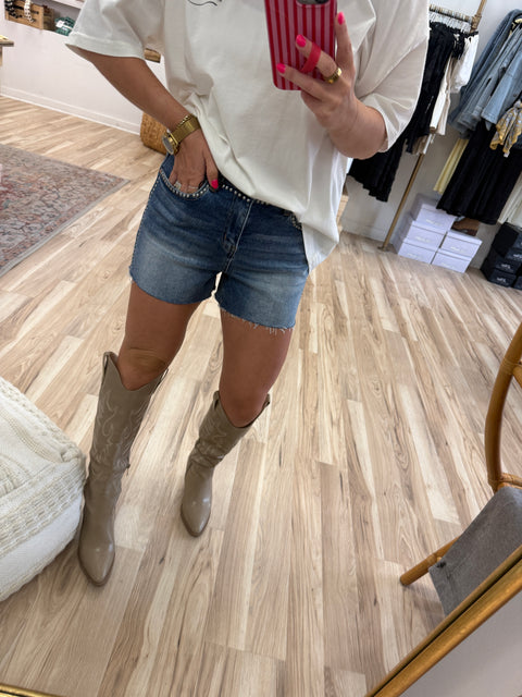 Studded Denim Shorts