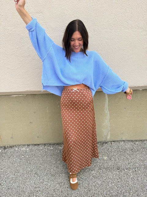 espresso dot midi skirt