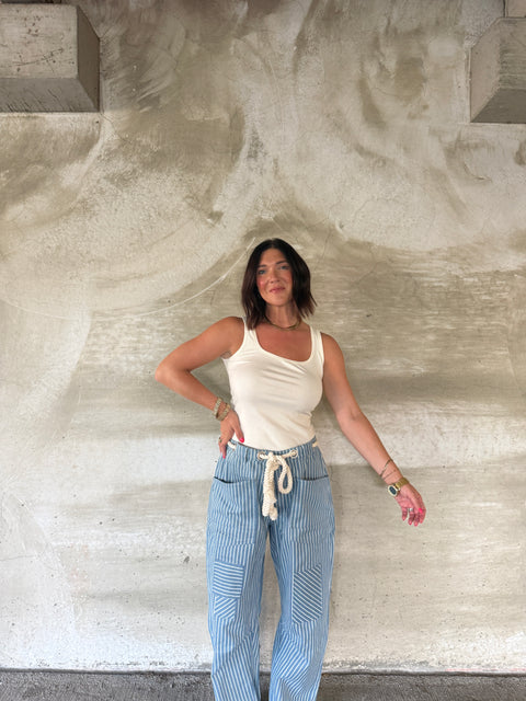 square neck ribbed essential tank-vanilla