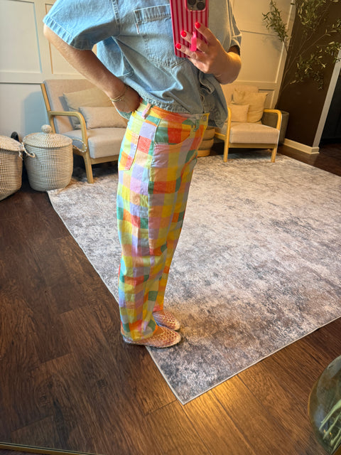 Plaid Barrel Pants