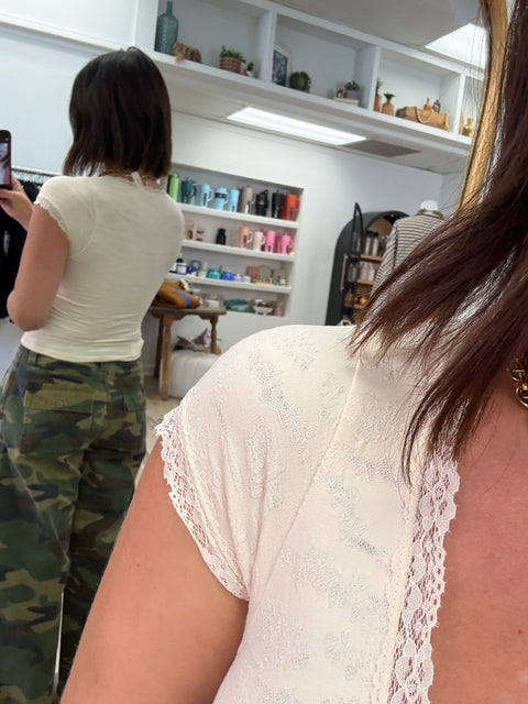 jacquard lace top-vanilla