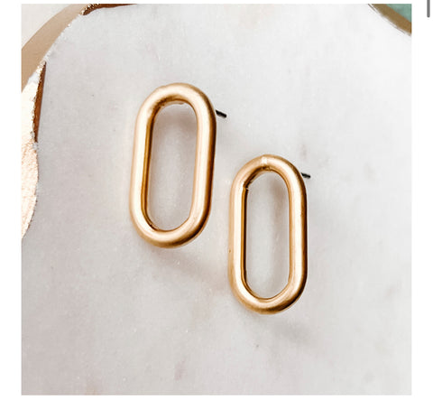 Matte Oval Post Earrings -E-1409