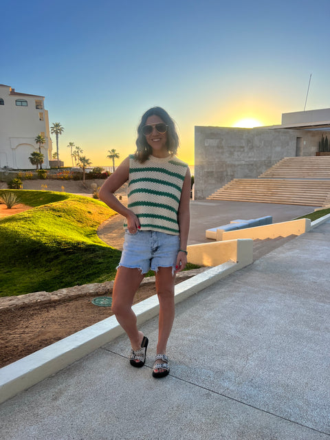 Striped Sleeveless Sweater - Spearmint