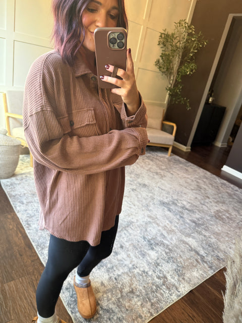 Days off Shacket-Chestnut