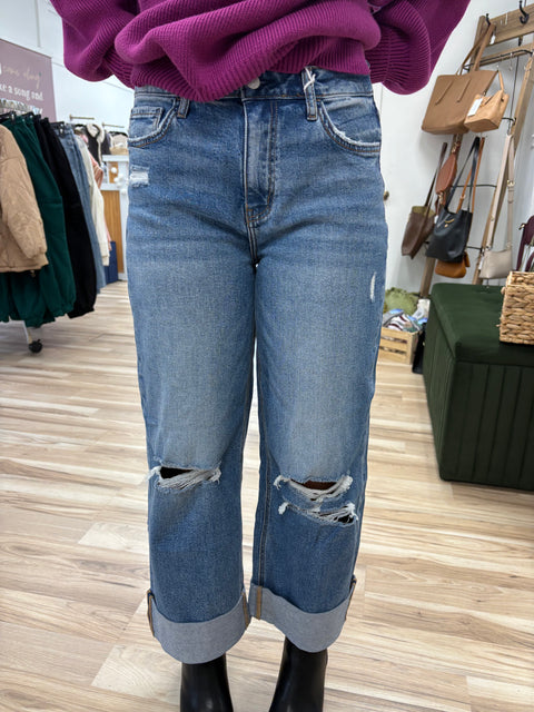 Rosy Cuffed Denim