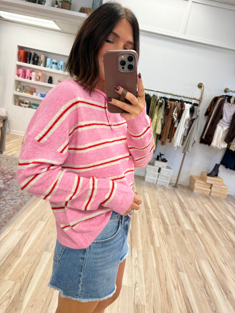 Prep Talk Sweater-Pink