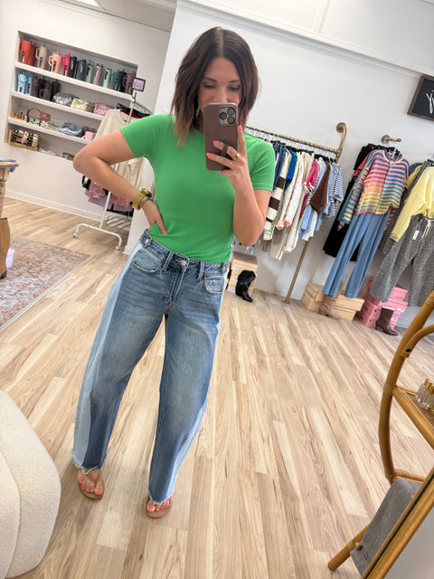 ribbed essential short sleeve-kelly green
