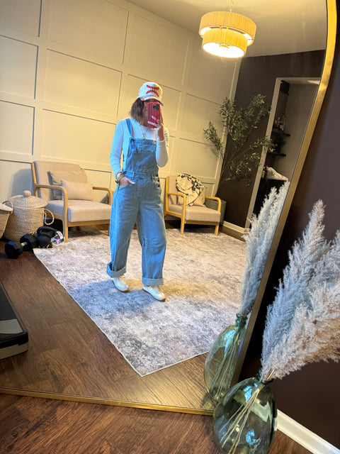 Denim Barrel Overalls