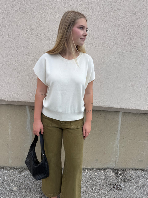 short sleeve ivory sweater