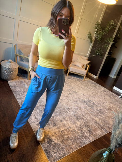 Butter Soft Joggers-Aqua
