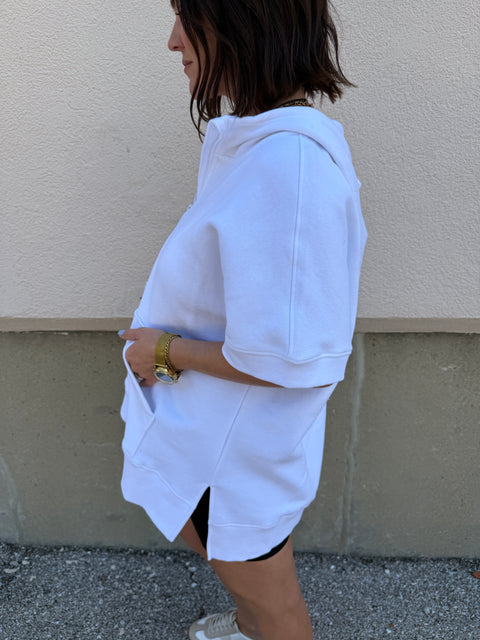 malibu short sleeve hoodie-white