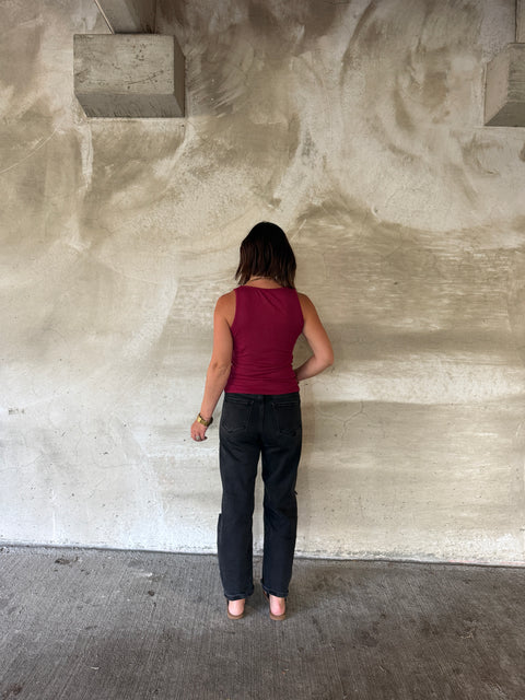 square neck ribbed essential tank-brambleberry