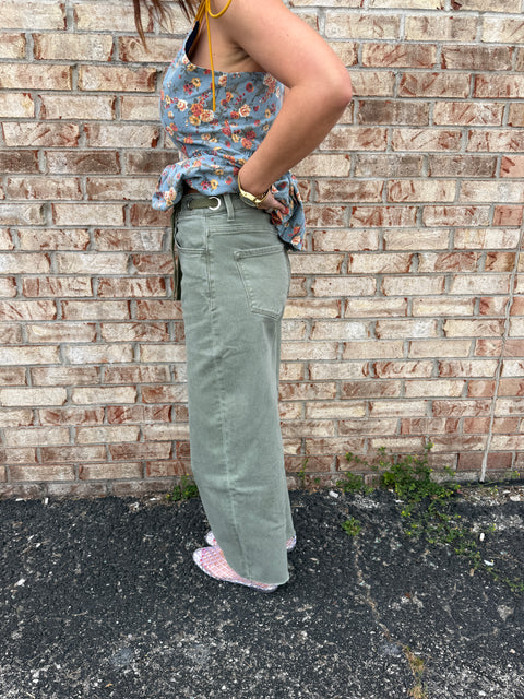 Olive Barrel Denim