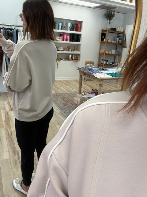 Piped Scuba Mock Neck